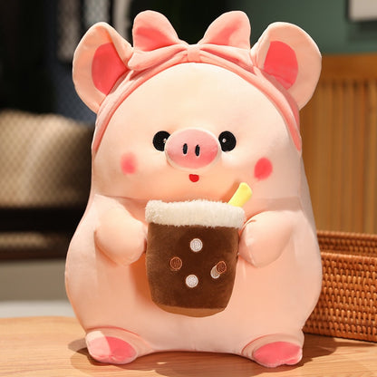 Kawaii Boba Piggy Plushie