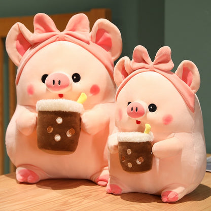 Kawaii Boba Piggy Plushie