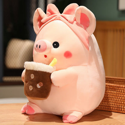 Kawaii Boba Piggy Plushie