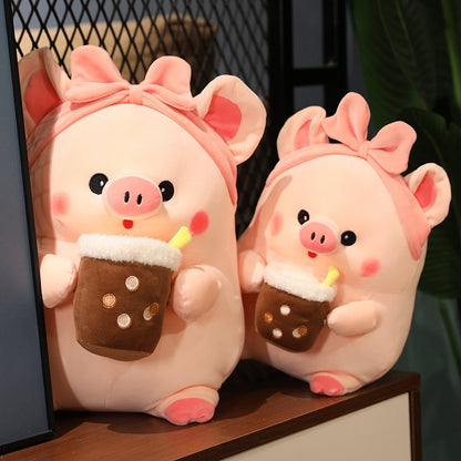 Kawaii Boba Piggy Plushie